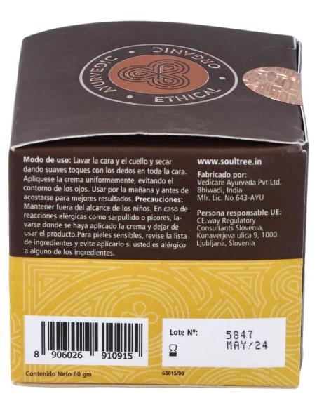 Crema Facial Regeneradora Curcuma Amla Bhrami 60Gr