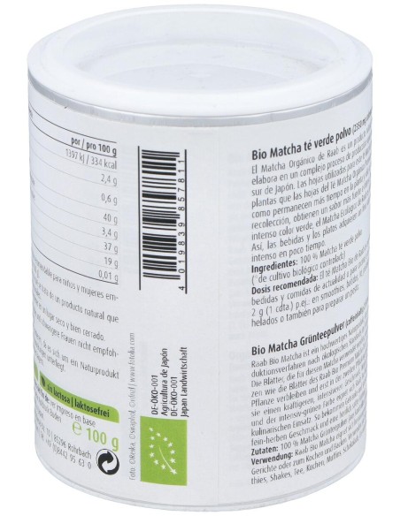 Raab Vitalfood Matcha Te Verde Basic Polvo 100G