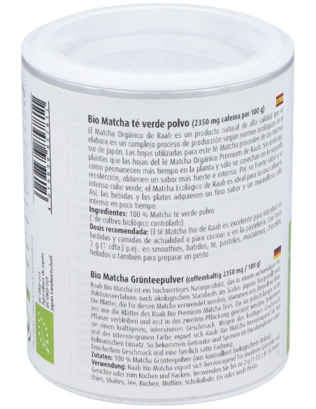 Raab Vitalfood Matcha Te Verde Basic Polvo 100G