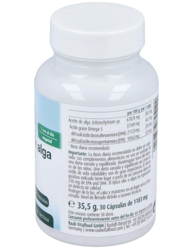 Raab Vitalfood Aceite De Alga Omega 3 1183Mg 30Caps