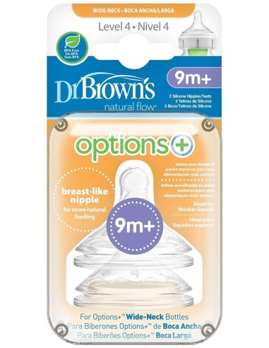 Dr. Brown'S Options+ Tetina Boca Ancha Cereales Nivel 4, 1 Ud