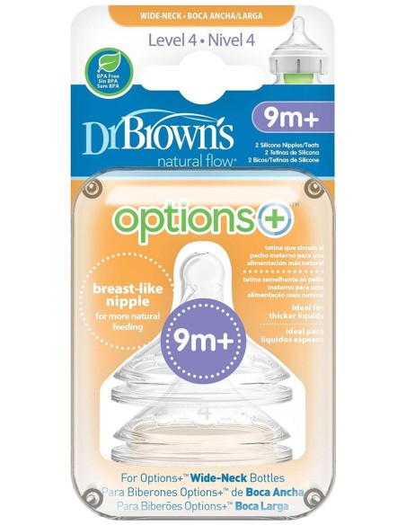 Dr. Brown'S Options+ Tetina Boca Ancha Cereales Nivel 4, 1 Ud