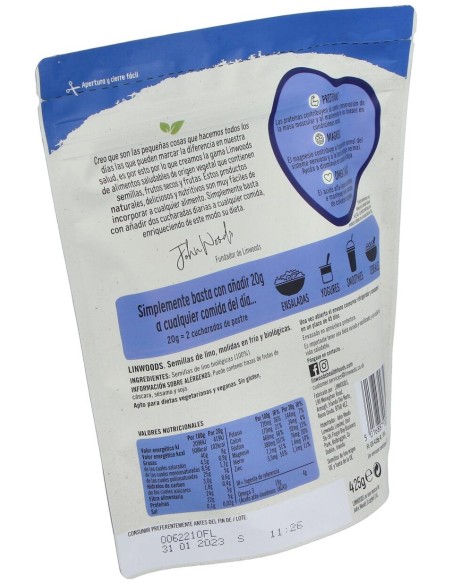 Linwood Semilla Lino Molido Bio 425G