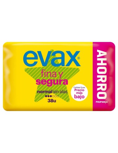Pack Evax Compresa Fina Y Segura Normal + Salvaslip, 28 + 10 Unidades