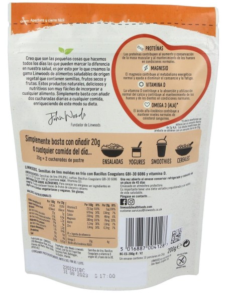 Semillas De Lino Molida Con Bacillus Y Vit D 200Gr