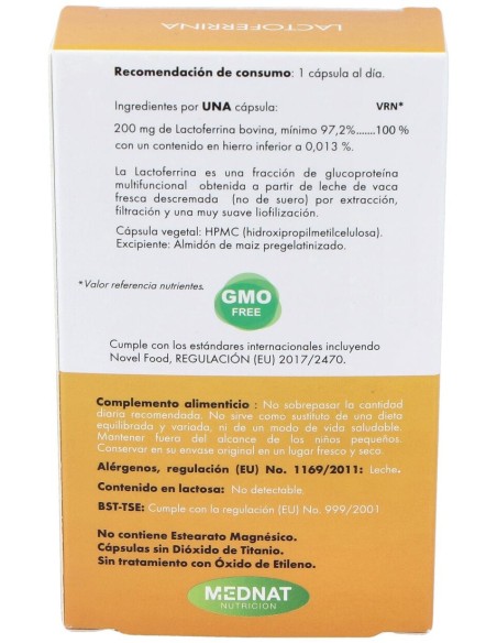 Mednat Lactoferrina 200Mg 30Caps