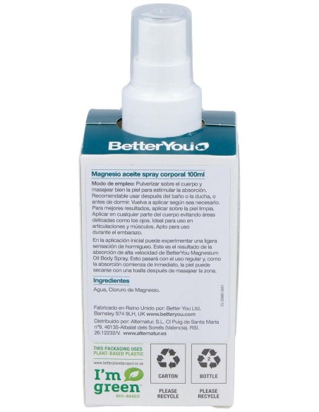 Better You Magnesio Aceite Spray Corporal 100Ml