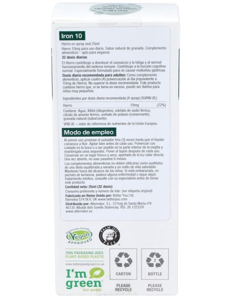 Iron 10 Hierro Spray Oral 25Ml.
