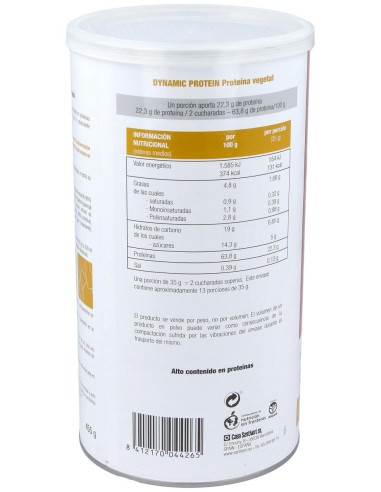 Dynamic Proteina Vegetal Vainilla 455Gr.