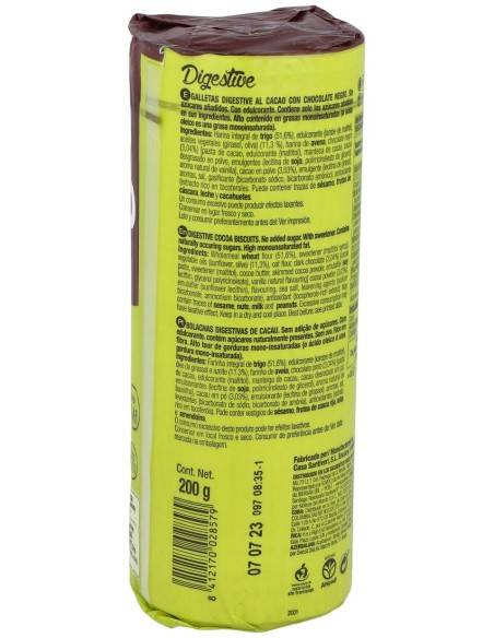 Galletas Digestive Cacao 0% Azucares 200Gr.