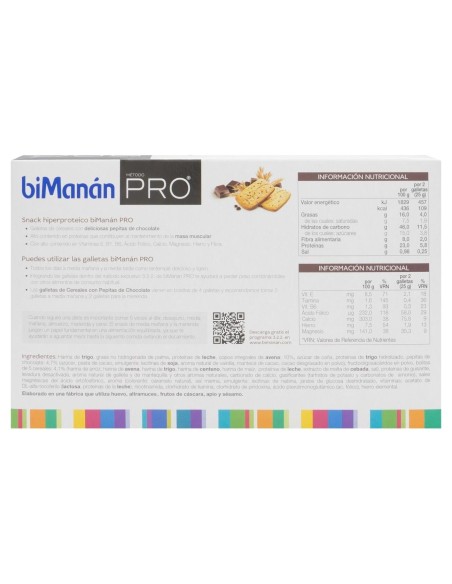 Bimanán® Befit Proteína Galletas Cereales Con Pepitas De Chocolate 16Uds
