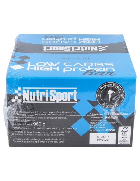 Nutrisport Barritas Low Carbs Chocolate-Galleta 16 Uds