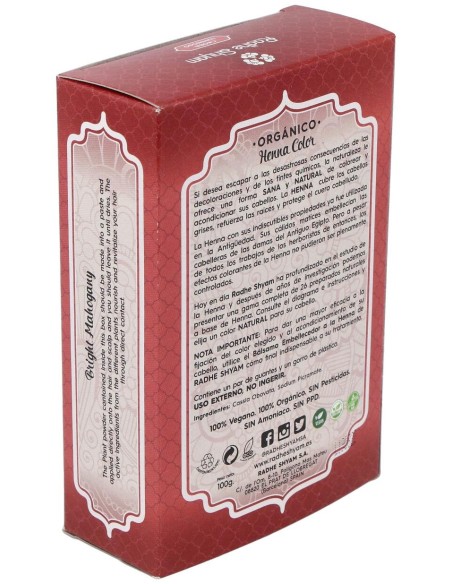 Radhe Shyam Henna Caoba Luminoso Polvo 100G