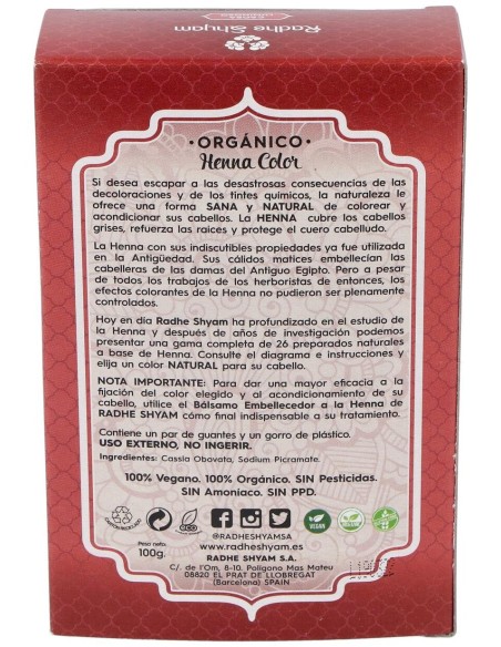 Radhe Shyam Henna Caoba Luminoso Polvo 100G