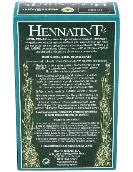 Radhe Shyam Hennatint Negro 60Ml