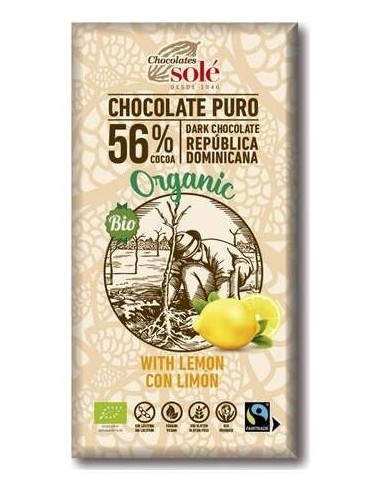 Chocolates Sole Chocolate Negro Vegano 56% Con Limon 100G