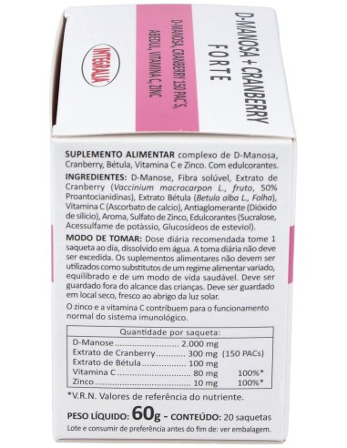 Integralia D-Manosa+Cranberry Forte Abedul Vit C Zinc 20 Sobres