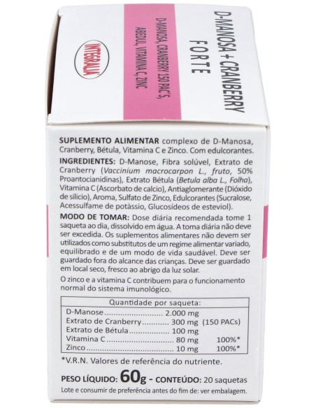 Integralia D-Manosa+Cranberry Forte Abedul Vit C Zinc 20 Sobres
