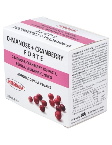 Integralia D-Manosa+Cranberry Forte Abedul Vit C Zinc 20 Sobres