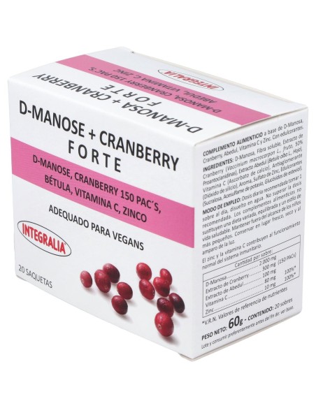 Integralia D-Manosa+Cranberry Forte Abedul Vit C Zinc 20 Sobres