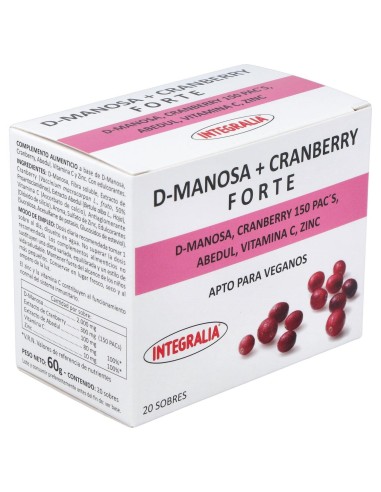 Integralia D-Manosa+Cranberry Forte Abedul Vit C Zinc 20 Sobres