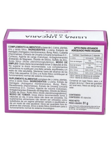 Integralia Lisina + Uncaria Forte 60Caps