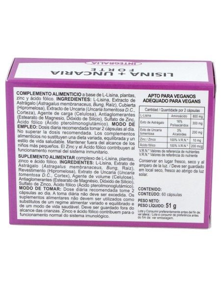 Integralia Lisina + Uncaria Forte 60Caps