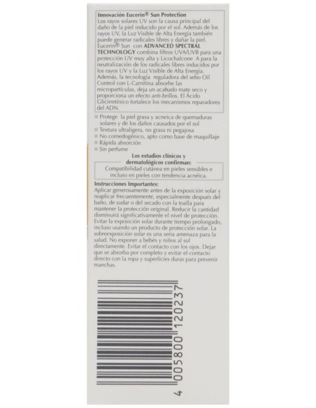 Eucerin Sun Gel Creme Oil Control Dry Touch Spf50+ 50Ml
