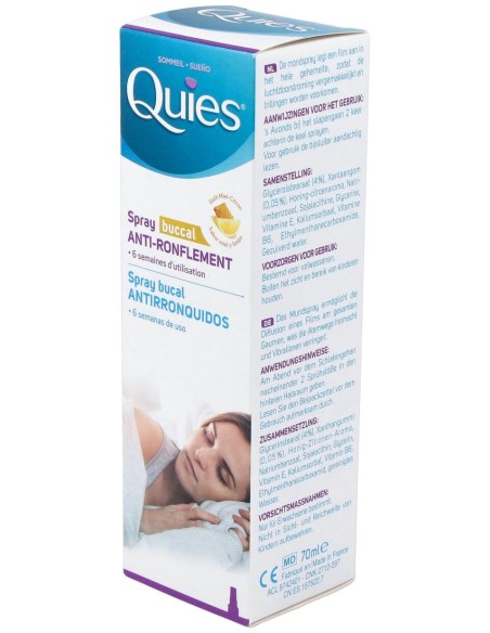 Quies Spray Bucal Antirronquidos Miel Y Limón 70Ml