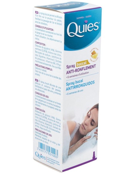 Quies Spray Bucal Antirronquidos Miel Y Limón 70Ml