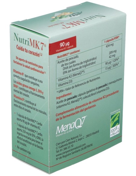 100% Natural Nutrimk7 Cardio Caja Con 60 Cápsulas Vegetales