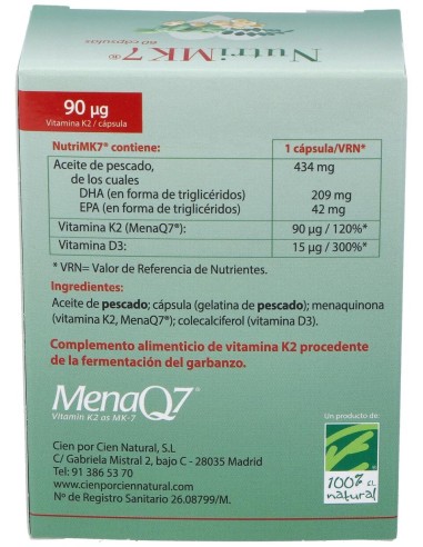 100% Natural Nutrimk7 Cardio Caja Con 60 Cápsulas Vegetales