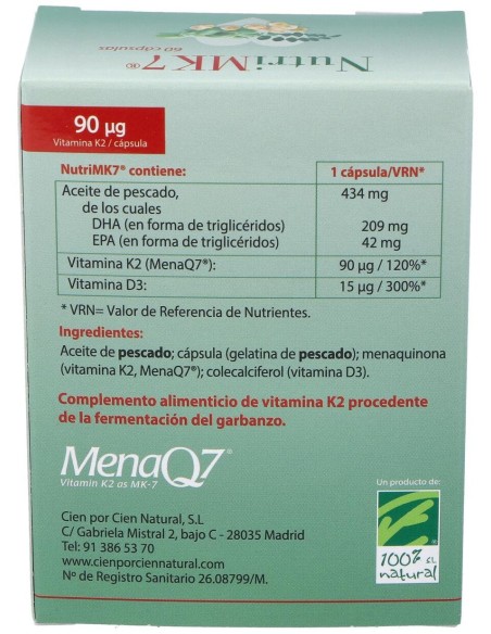100% Natural Nutrimk7 Cardio Caja Con 60 Cápsulas Vegetales