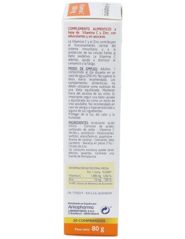 Arkovital Vitamina C 1000Mg 20Comp Efervescentes.