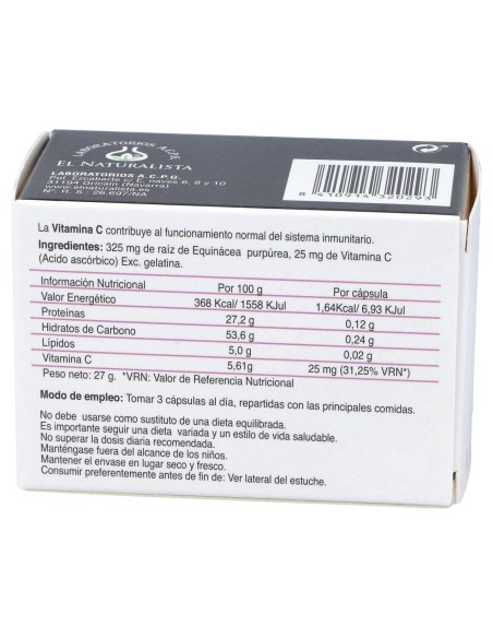 El Naturalista Equinacea + Vitamina C, 60 Cápsulas