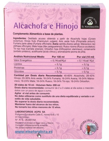 Alcachofa + Hinojo (Adelgacir) 20Viales