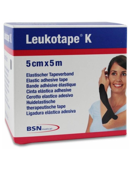 Leukotape K Cinta Autoadhesiva Elástica 5 Cm X 5 M Color Negro, 1 Ud