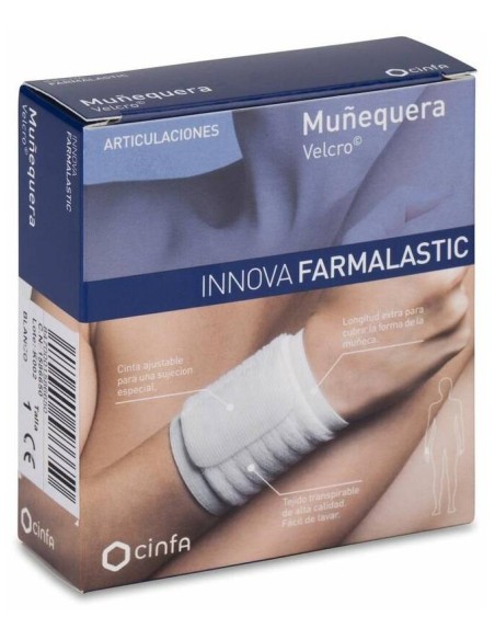 Farmalastic Innova Muñequera Velcro Blanco Talla Pequeña/Mediana, 1 Ud