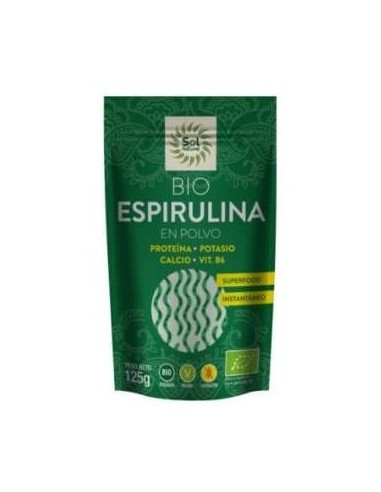 Solnatural Espirulina Polvo Bio S/G Vegan 125G