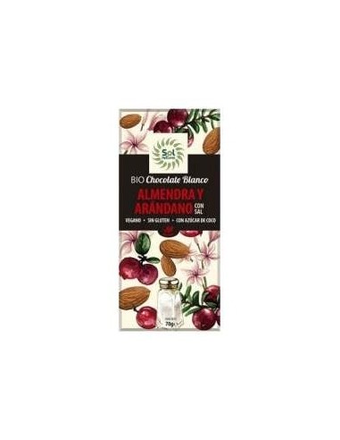 Solnatural Choco Blanco Almendras Y Arándano Bio 70G