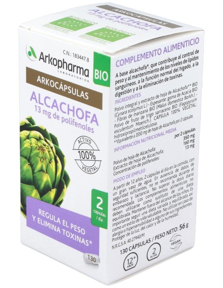 Arkopharma Arkocápsulas Alcachofa Bio 130Caps