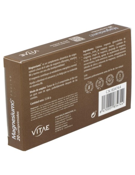Vitae Magnesium6 20Comp