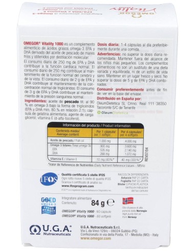 Omegor Vitality 1000 60Perlas