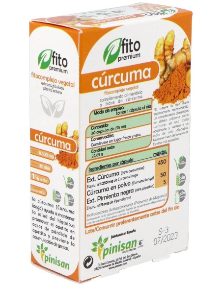 Fito Premium - Curcuma - Pinisan - 30 Cápsulas