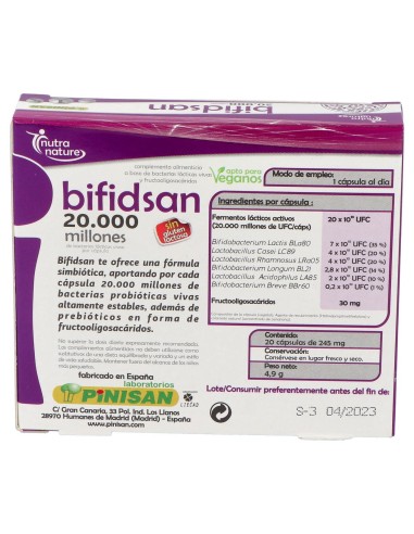 Pinisan Bifidsan 20.000 Millones De Ufc 20 Cápsulas