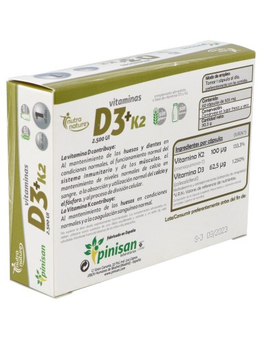 Pinisan Nutra Nature Vitaminas D3 + K2 60Caps