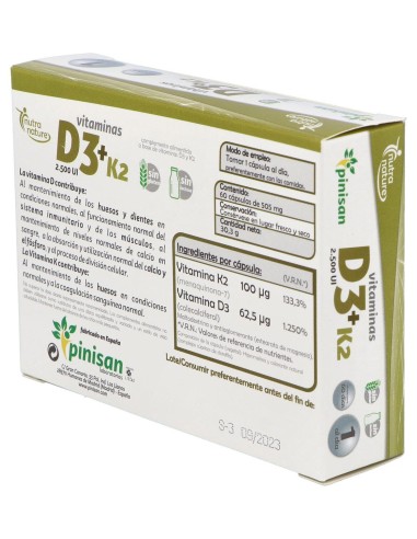 Pinisan Nutra Nature Vitaminas D3 + K2 60Caps