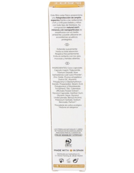 Protector Solar Dhyvana Eco Pediatrics® Spf50+