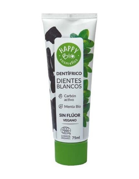 Happy Bio Cosmetics Dentifrico Dientes Blancos Carbon Activo-Menta 75Ml