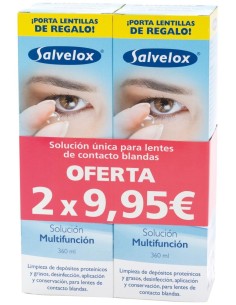 Salvelox Duplo Solución Única 2X360Ml + Porta Lentes